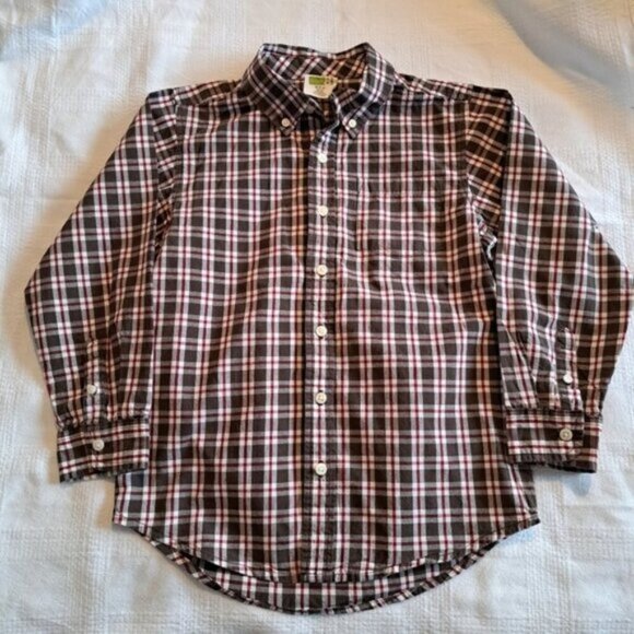 Crazy 8 boys size 7/8 or medium brown red and white button up long sleeve shirt - Picture 1 of 4
